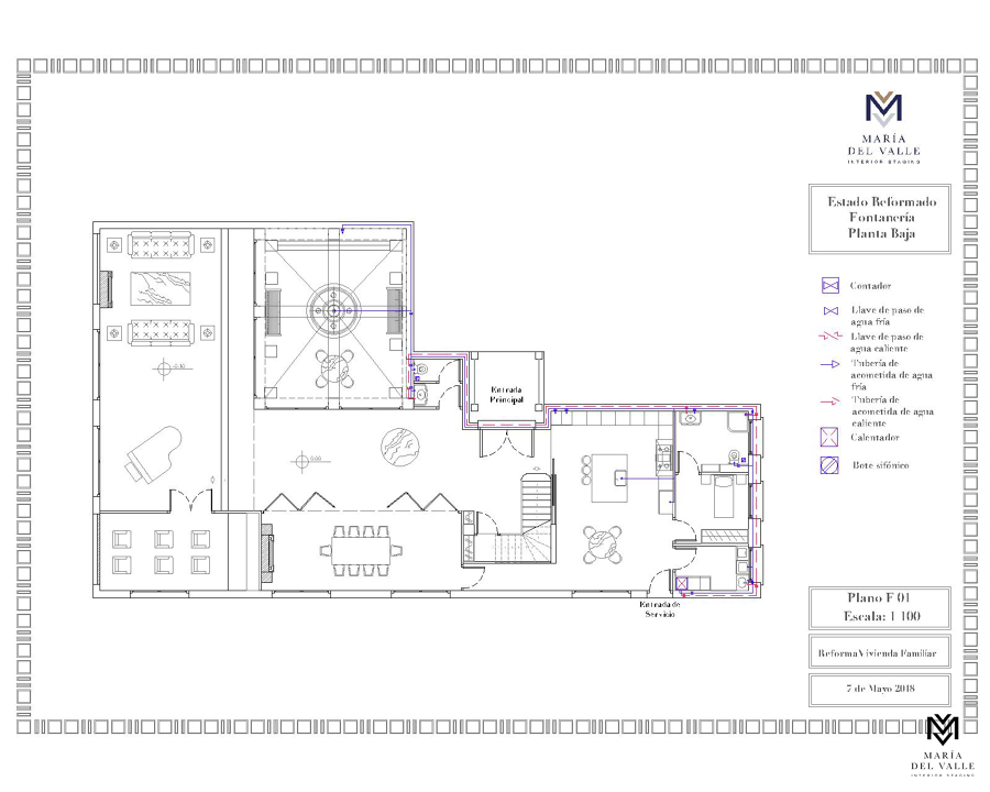 Plano de planta de instalaciones de fontanería