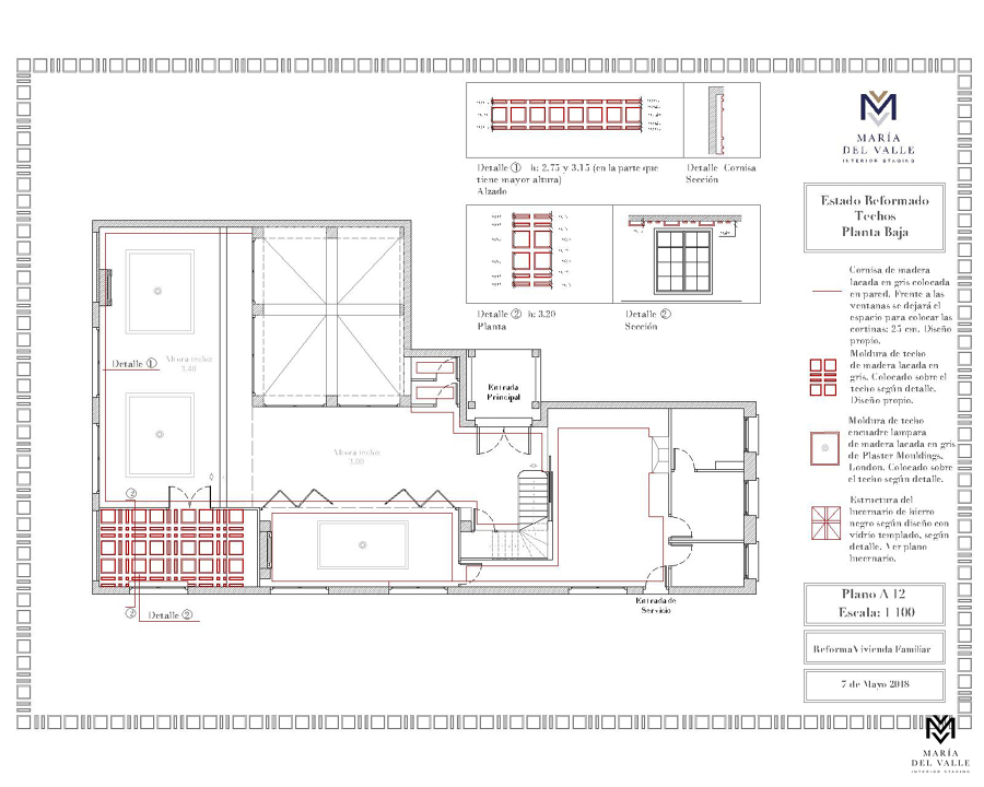 Plano de planta y alzados de techos