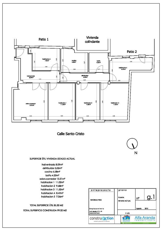 Plano del piso en estado inicial.