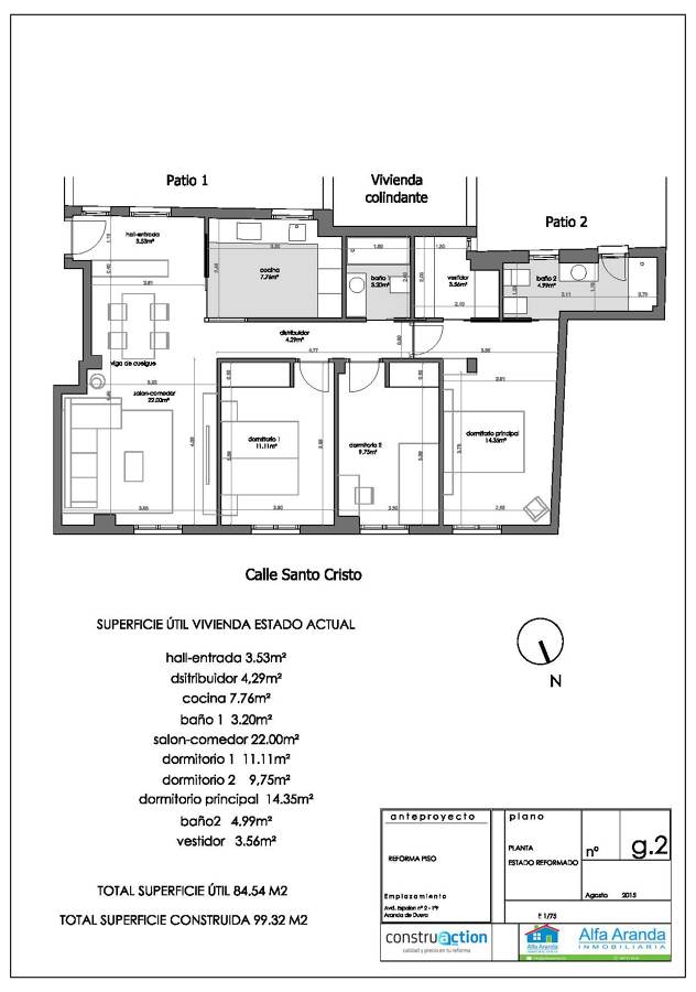 Plano del piso reformado.