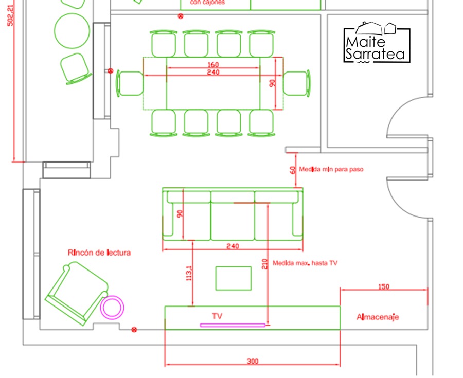 Plano del salón. Distribución