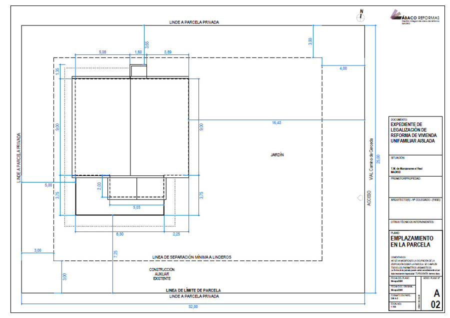 Plano en planta de Expediente de Legalización de vivienda
