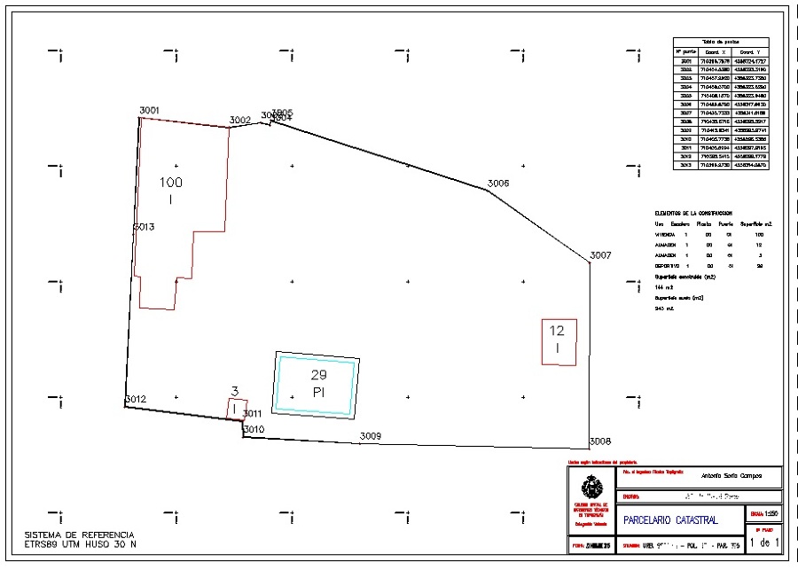 Plano topográfico - Parcelario Catatsral