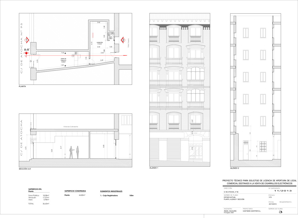 Planta, alzado y seccion 