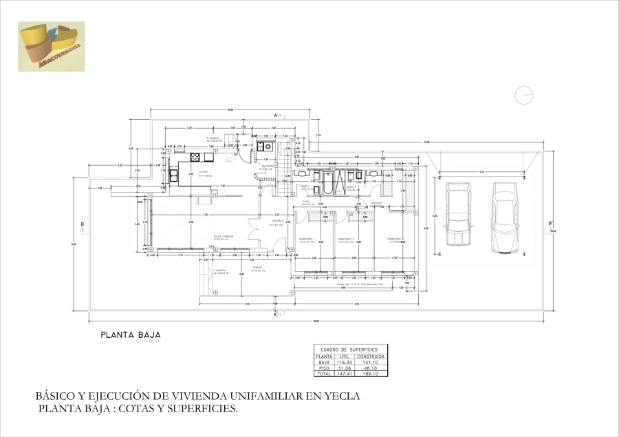 Planta Baja Cotas y Superficies