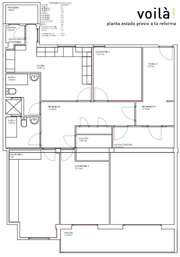Planta de estado previo a la reforma