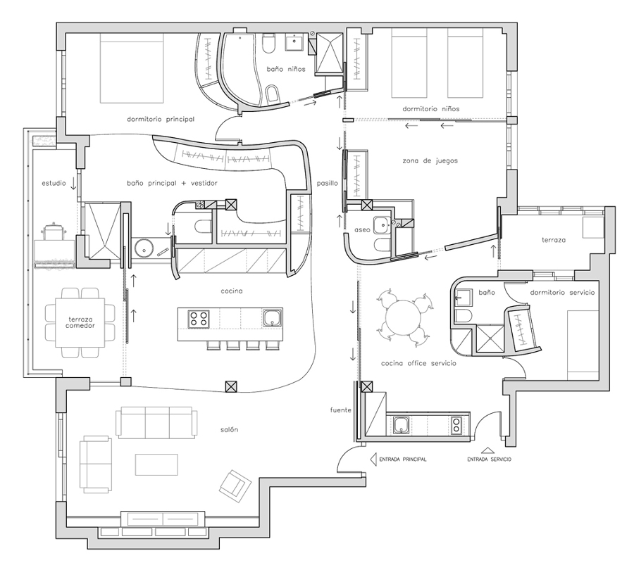 Planta distribución cuadrada