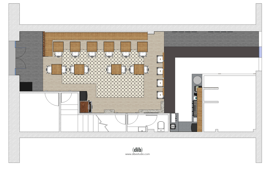 Planta local. Amueblamiento