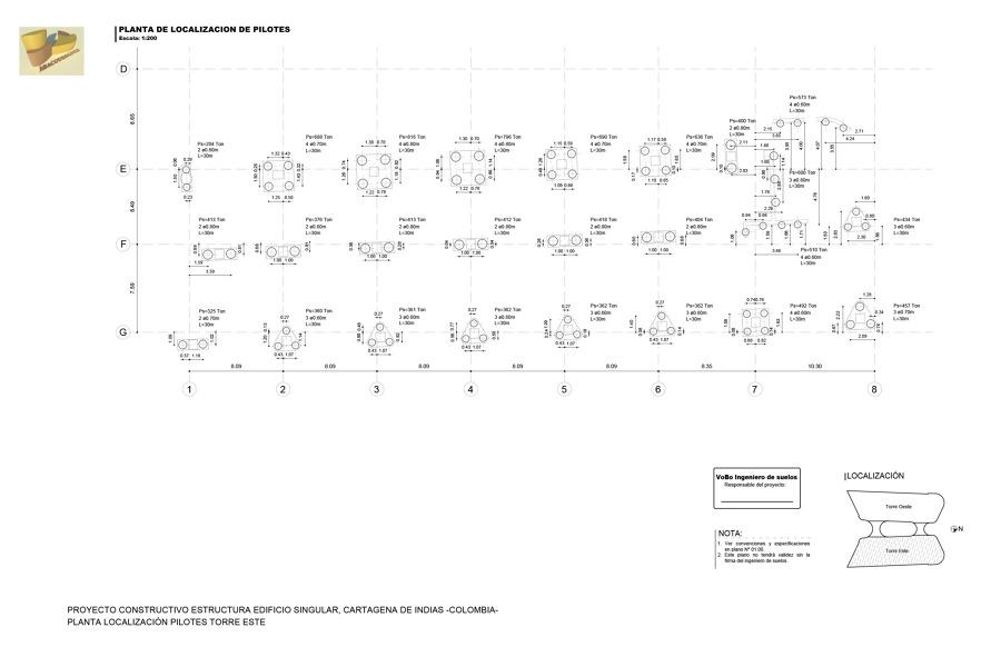 Planta Localización de Pilotes Torre Este