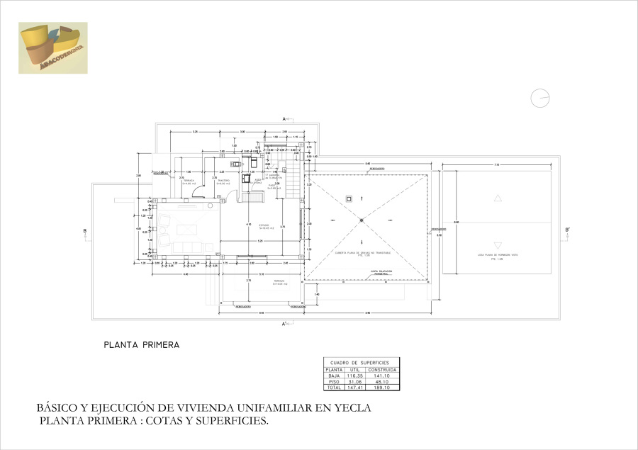 Planta Primera Cotas y Superficies