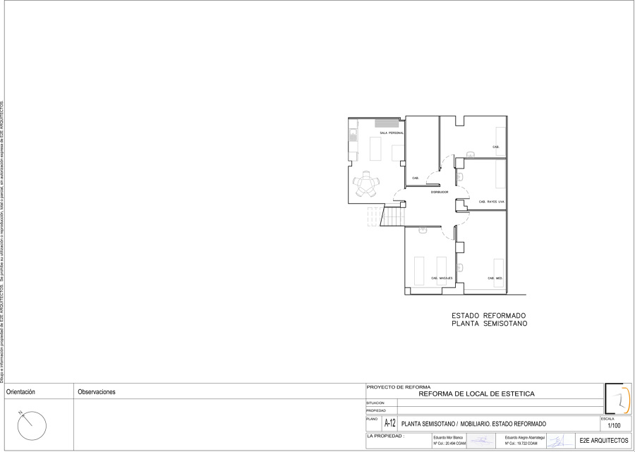 Planta semisótano/mobiliario. Estado reformado