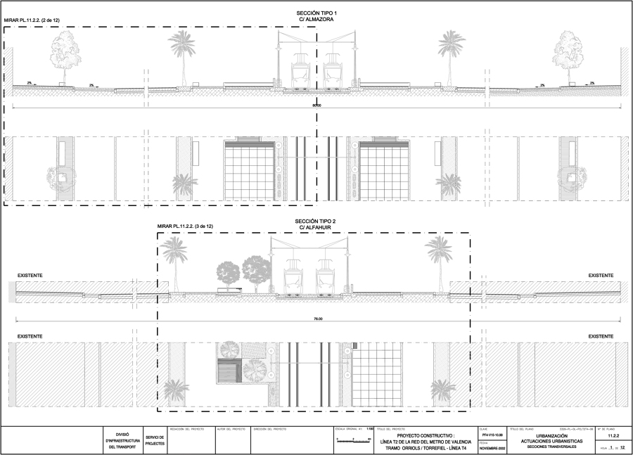 Planta y sección de Actuaciones urbanísticas.