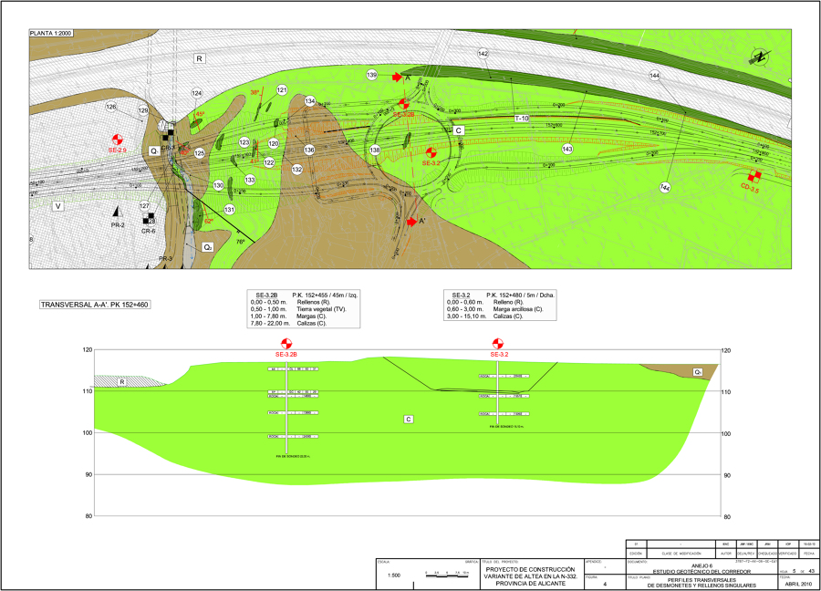 Planta y sección de Geología