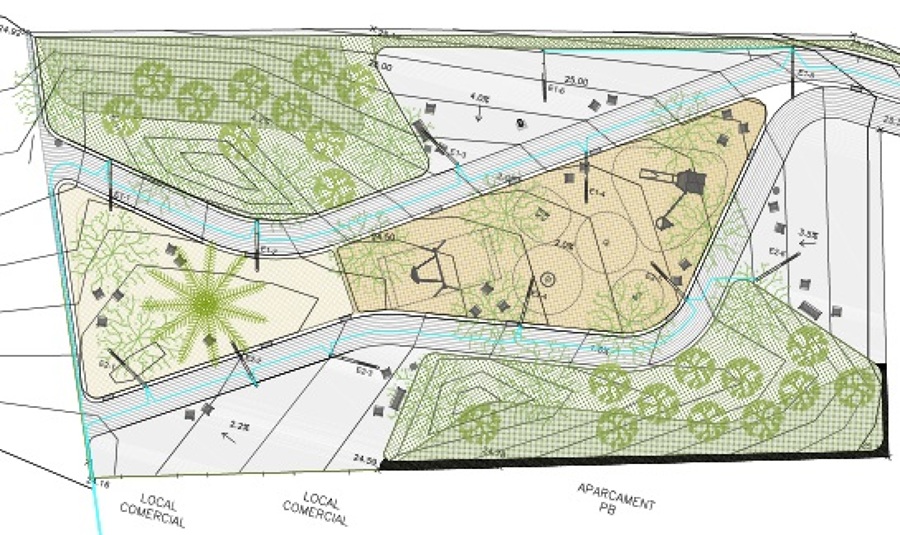Plaza Hostafrancs Barcelona - Detalle plano de planta