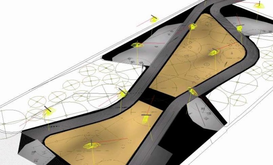 Plaza Hostafrancs Barcelona - Niveles de iluminación con Dialux