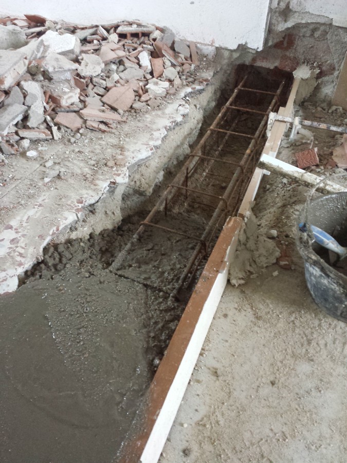 preparación de zunchos de hormigón