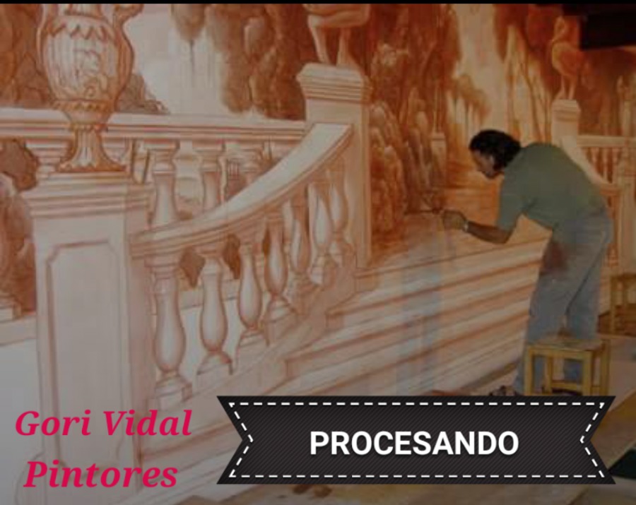 Proceso a mano alzada de mural de 20 m2