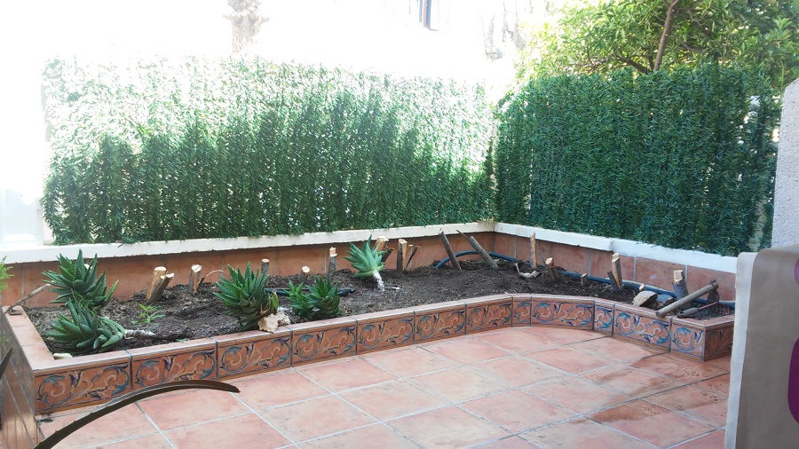 Proceso demolición antigua jardinera