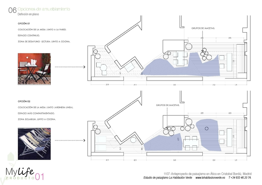 Propuesta de diseño de jardín en ático.