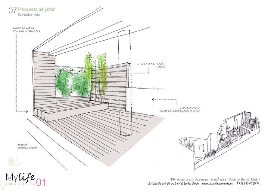 Propuesta de diseño de jardín en ático.