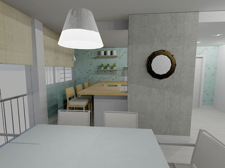 Propuesta en 3D :Salón-Cocina