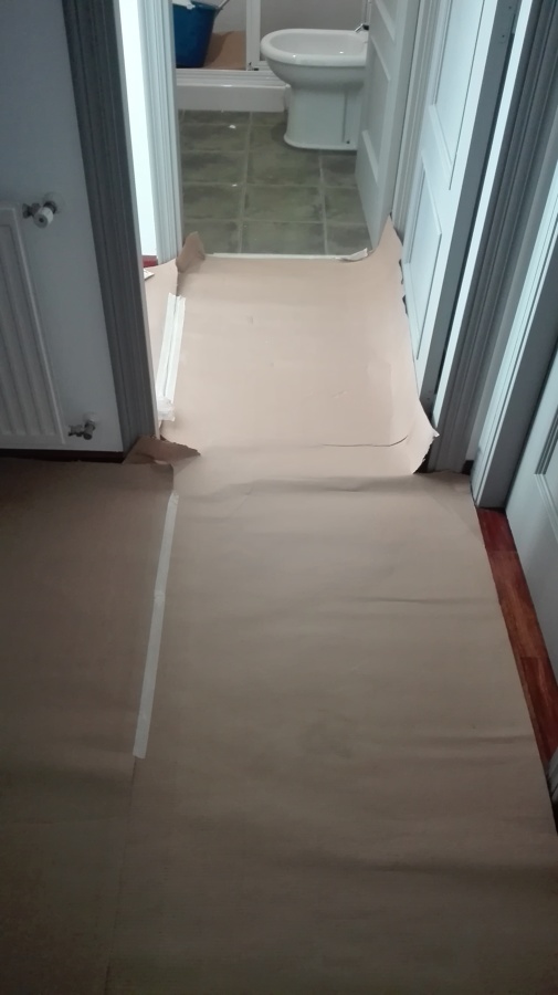 Protección del parquet para la realización de los trabajos