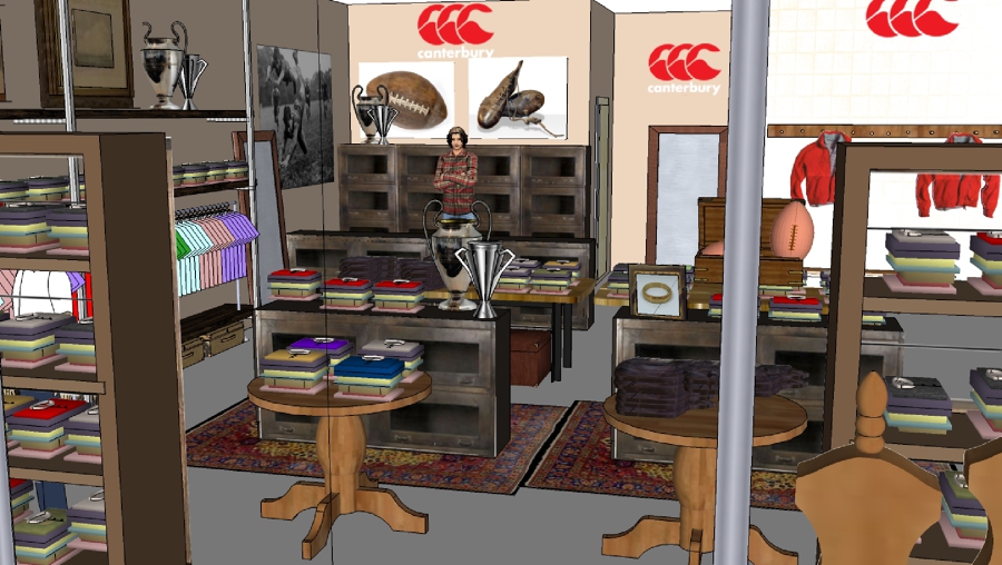PROYECTO DECORACION 3D de tienda de ropa Canterbury