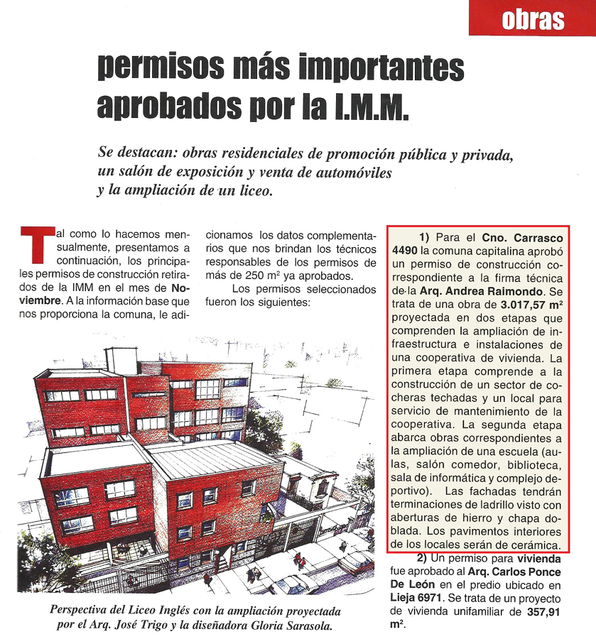 Publicación Revista Propiedades. enero 2001