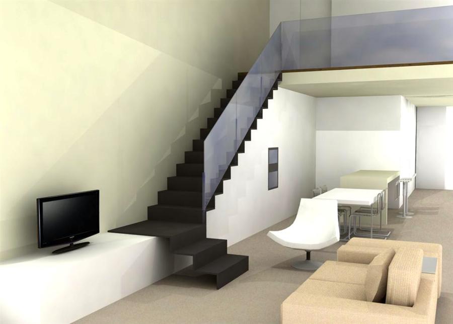 Recreación 3D de escalera