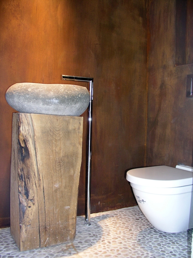 Reforma baño en Barcelona: elementos rústicos