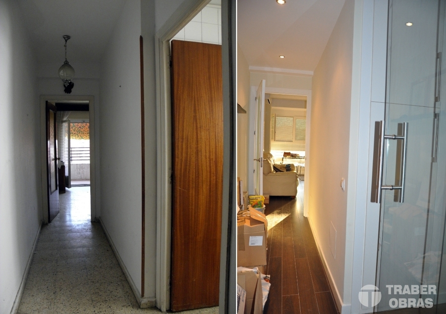Pasillo - recibidor. Antes y después.