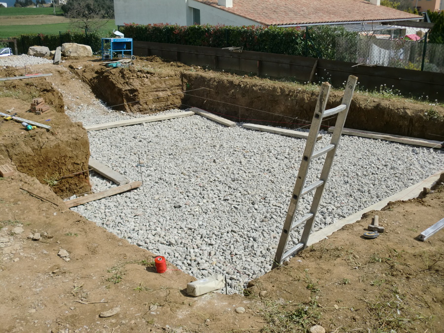 Relleno de gravas y formación de tabicas