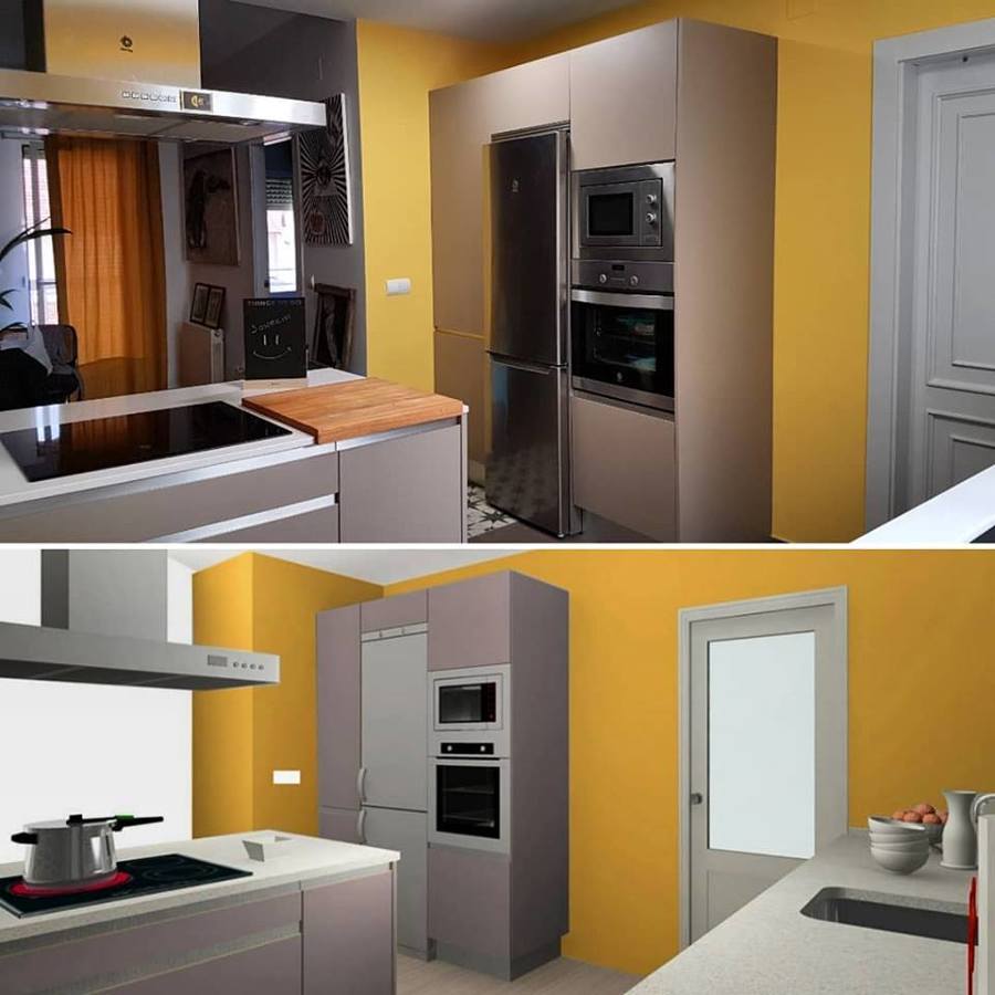 render reforma cocina/ realidad