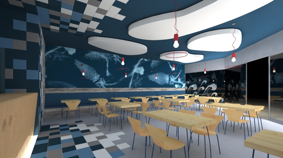 RESTAURANTE COMIDA RAPIDA - PERSPECTIVA INTERIOR