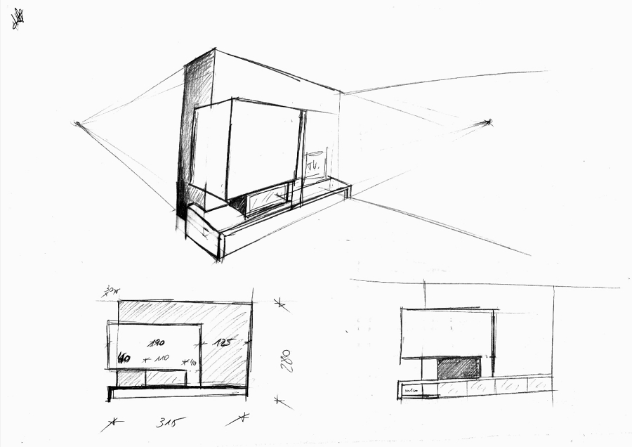 Revestimiento Chimenea Villa-real. Bocetos 1