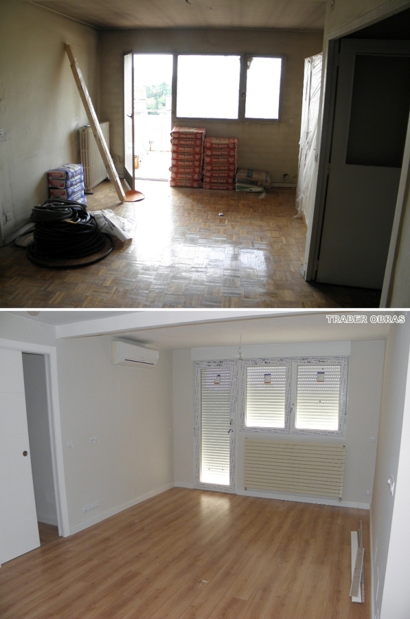 Salón antes y después.  