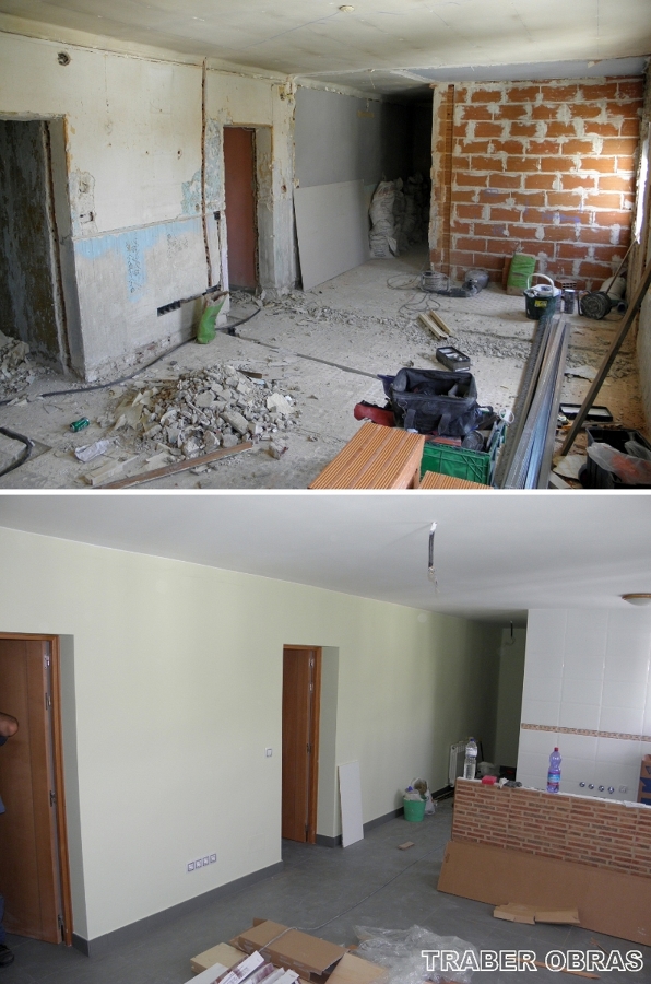 Salón antes y después.