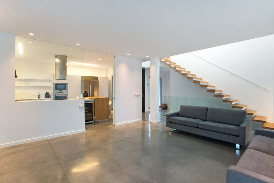 Salón con cocina vista