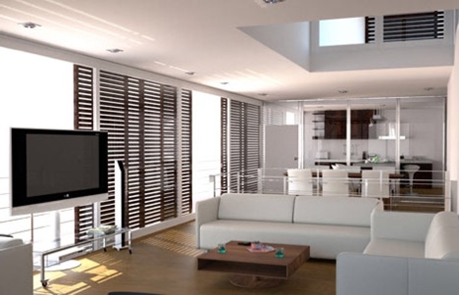 Salón luminoso con comedor al fondo