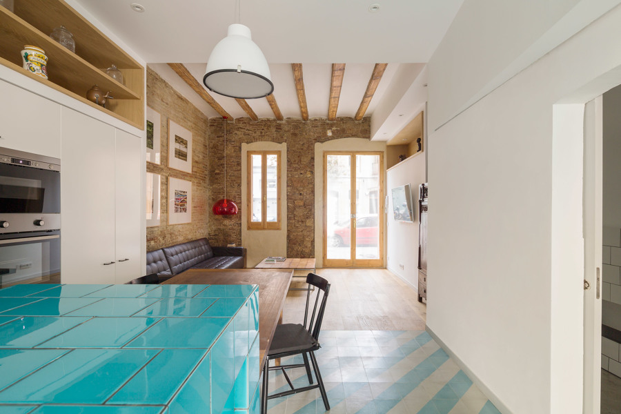 salon unido a la cocina 