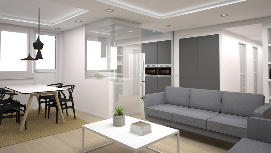 Salón y unión con cocina