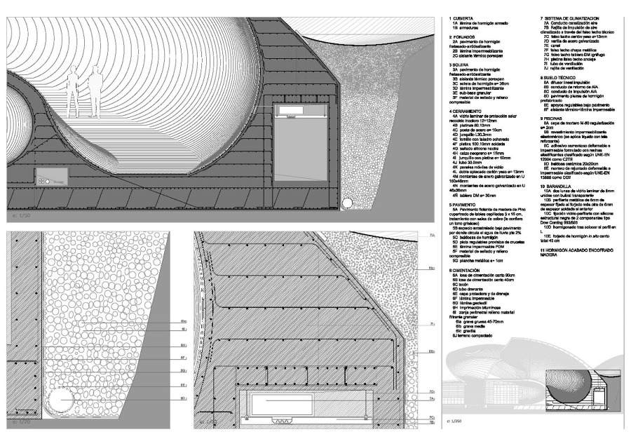 Sección constructiva en galería de instalaciones