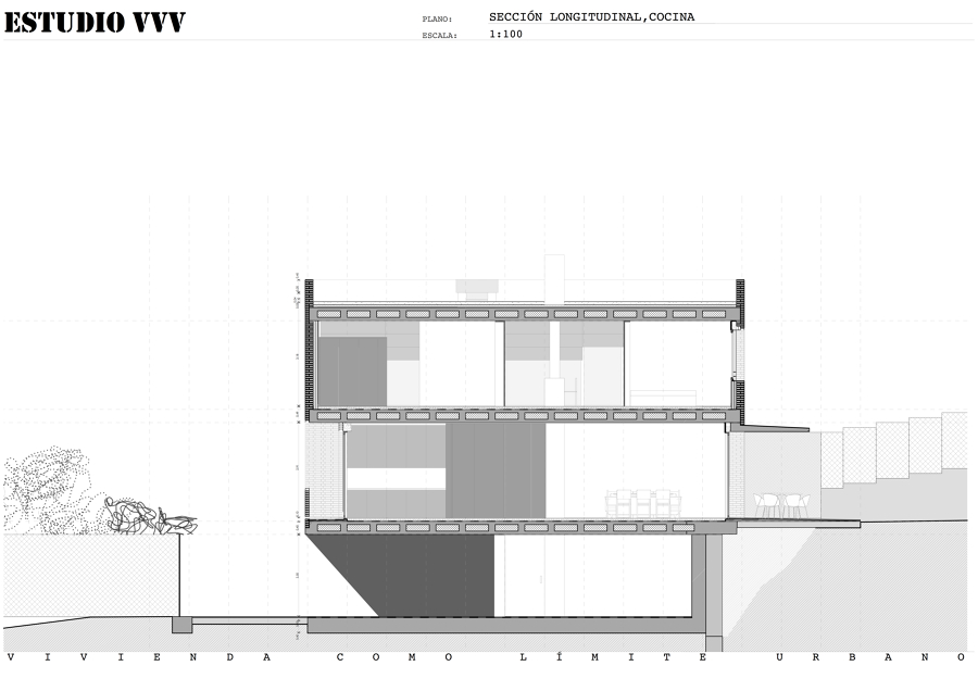 Sección Longitudinal Cocina