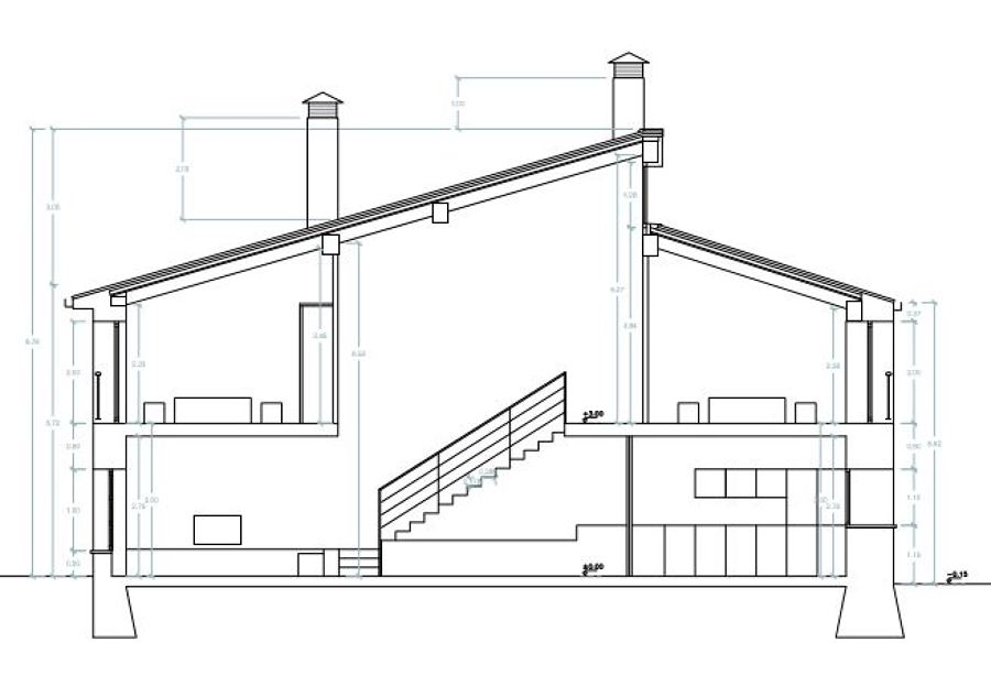 Sección longitudinal de la vivienda