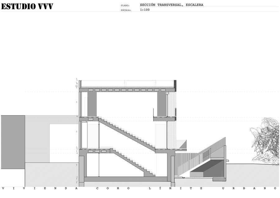 Sección transversal, Escalera
