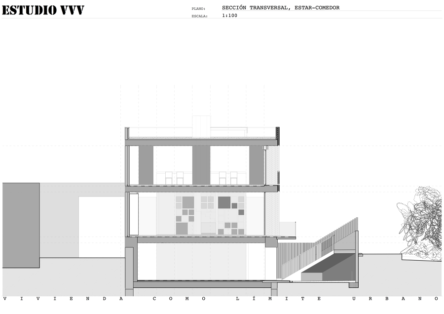 Sección transversal Estar-Comedor