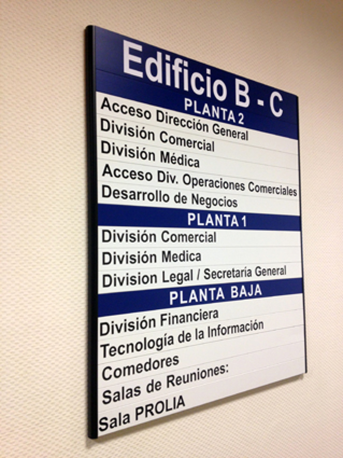 SEÑALÉTICA. DIRECTORIO PLANTAS.