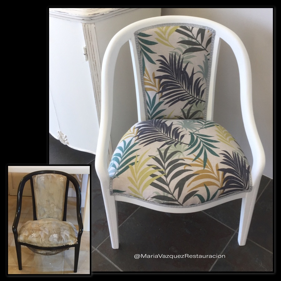Silla restaurada, actualizada y retapizada
