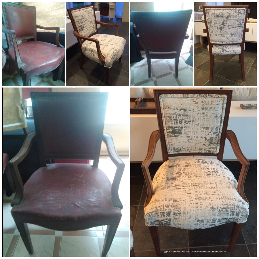 Silla restaurada, actualizada y retapizada