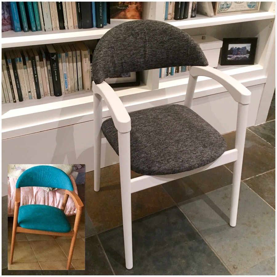 Silla restaurada, actualizada y retapizada